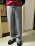 恒源祥100%純羊毛闊腿褲女秋冬新款高腰垂感加絨加厚窄版直筒百搭休閑褲 淺灰色 L 【建議105-125斤】 曬單實(shí)拍圖