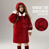 ASK JUNIOR【新年裝】?jì)和┠釥栠B帽外套冬中大童蝴蝶結大衣女童中長(cháng)款外套 曬單實(shí)拍圖