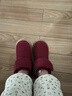 回力（Warrior）官方棉鞋女鞋冬季媽媽鞋加絨保暖雪地靴女老人鞋子棉拖鞋 酒紅38 曬單實(shí)拍圖