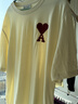 Ami Paris【馬年限定】男女同款重磅棉刺繡ADC愛(ài)心闊版T恤 A016 月光白 / 旭日紅 M 曬單實(shí)拍圖