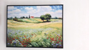 豐收綠色麥田餐廳背景墻裝飾畫(huà)梵高名畫(huà)吃飯廳掛畫(huà)田園油畫(huà)風(fēng)景畫(huà) 綠色麥田-H 40*30CM布紋膜 鋁合金黑框 曬單實(shí)拍圖