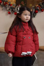 硯臺家童裝男童紅色棉衣外套冬裝棉襖女寶寶衣服棉服兒童過(guò)年拜年服 紅色 貓咪款 100 曬單實(shí)拍圖