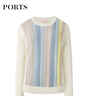 PORTS寶姿女裝春夏新款編織條紋甜美長(cháng)袖針織衫SM8K412HKX002 CREAM MIX L 曬單實(shí)拍圖