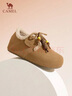 駱駝（CAMEL）松包2代勃肯鞋女保暖單鞋厚底休閑鞋 L26S700051R 棕色(加絨) 39 曬單實(shí)拍圖