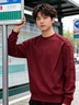 貴色高端美式重磅字母印花男士衛衣春秋季新款潮流拼接寬松打底衫男 酒紅 L  適合130-150斤 曬單實(shí)拍圖