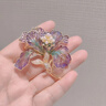 默研（MOYAN）中古風(fēng)琺瑯花朵胸針感拉絲輕奢珍珠胸花氣質(zhì)優(yōu)雅別針配飾 紫色 A25-101 曬單實(shí)拍圖