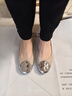 Tory Burch  湯麗柏琦 CLAIRE 密鑲芭蕾低跟鞋TB 166108 淺咖色/銀色 020 37.5 7 曬單實(shí)拍圖
