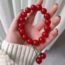 芯奢紅色櫻桃車(chē)厘子菩提根手串女繞指文玩朱砂色手鏈女菩提子佛珠手持 車(chē)厘子櫻桃款 曬單實(shí)拍圖