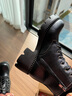 蜘蛛王秋冬真皮厚底高幫馬丁靴女粗跟英倫風(fēng)復古機車(chē)短靴輕便休閑松糕鞋 黑色【保暖絨里】 37 曬單實(shí)拍圖