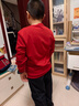 Skechers斯凱奇兒童躍動(dòng)新春系列秋冬童裝男女童馬年時(shí)尚紅色衛衣L126K050 曬單實(shí)拍圖