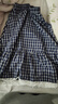 茵曼（INMAN）法式蕾絲花邊格子半身裙女2025夏季時(shí)尚氣質(zhì)百搭A字蛋糕裙子 寶藍格 M 曬單實(shí)拍圖