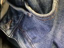 初語(yǔ)高彈三芯紗加絨保暖牛仔褲女秋冬復古直筒褲丹寧長(cháng)褲 懷舊藍   31 曬單實(shí)拍圖