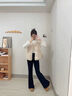 拉夏貝爾黑色休閑微喇西裝褲女春秋小個(gè)子高腰修身彈力馬蹄拖地褲 曬單實(shí)拍圖
