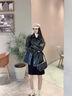 素典（WHIteALLUSION）復古PU皮一手長(cháng)翻領(lǐng)皮衣外套女2026春季新款寬松休閑時(shí)髦上衣5788 經(jīng)典黑 M 曬單實(shí)拍圖
