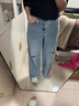 UR2025春季新款女裝復古水洗破洞闊腿牛仔長(cháng)褲UYY850061 曬單實(shí)拍圖