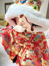 LZXN手工兒童虎頭小斗篷真兔毛短款織錦緞嬰幼兒外出披風(fēng)男女寶寶外套 純手工【五彩紅龍】+刺繡高端禮袋 曬單實(shí)拍圖
