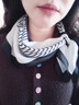 皓梵潔絲巾女士輕奢黑白條紋小方巾百搭女頭巾襯衫職業(yè)裝飾披肩禮物圍巾 絲巾黑白條紋70cmX70cm 曬單實(shí)拍圖