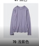 優(yōu)衣庫女裝柔軟羅紋圓領(lǐng)T恤/長(cháng)袖26春夏新款483468 70 淺紫色 L 曬單實(shí)拍圖