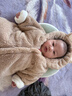 嬰蓓依新生嬰兒冬季毛絨連體衣寶寶加厚哈衣外出服 淺咖小熊 80cm 曬單實(shí)拍圖