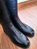 百麗（Belle）簡(jiǎn)約百搭牛皮騎士靴女冬季新款商場(chǎng)同款質(zhì)感長(cháng)筒靴E4G1DDG5 黑色 37 曬單實(shí)拍圖