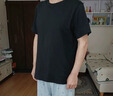 袋鼠（DAISHU）純棉T恤男短袖240G重磅精梳棉半袖黑色純色全棉夏季寬松大碼體恤 X19021黑色 L -/(115-135斤) 曬單實(shí)拍圖