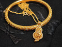 老鋪黃金古法手工足金項鏈 · 福祿鉆飾吊墜（金鏈款） 小號鎖骨鏈款金重約9.8g 曬單實(shí)拍圖