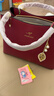 袋鼠卡拉三八節送品牌包包女包輕奢軟皮包2026新款手提包媽媽婆婆斜挎婚包 酒紅色（禮盒裝+手包卡包吊墜） 曬單實(shí)拍圖