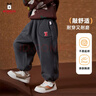 巴布豆（BOBDOG）兒童褲子加絨加厚男童秋冬加絨運動(dòng)衛褲寶寶外穿保暖長(cháng)褲冬 深灰 均碼 130cm 曬單實(shí)拍圖