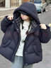女童棉服冬裝2025新款兒童韓版羽絨棉衣中大童加厚保暖冬季外套潮 藏青色 厚款 140 cm 曬單實(shí)拍圖