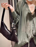 Massimo Dutti折扣升級2026女裝復古百搭高級感垂墜感結飾斗篷式襯衫05148748 墨綠色 XS (165/84A) 曬單實(shí)拍圖