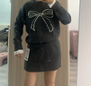 香影灰色針織套裝女春2026新款蝴蝶結毛衣短裙新年暖衣一整套穿搭 深灰 S 曬單實(shí)拍圖