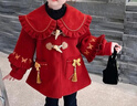 G.duck女童中國風(fēng)毛呢大衣冬裝2025新款女寶寶洋氣紅色呢外套兒童拜年服 A紅色 140 cm 曬單實(shí)拍圖