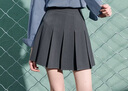 三彩2026春季新款百褶裙高腰半身裙A字裙短裙女 深邃灰 M 曬單實(shí)拍圖