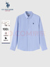 U.S. POLO ASSN.襯衫男秋季長(cháng)袖白色休閑工裝外套高端純棉牛津紡寬松藍色男士襯衣 曬單實(shí)拍圖