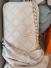 紅谷包包女包新款經(jīng)典頭層牛皮菱格斜挎包簡(jiǎn)約鏈條包生日禮物 米白 曬單實(shí)拍圖