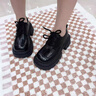 DAPHNE達芙妮黑色小皮鞋女2026新款春季厚底百搭英倫風(fēng)復古布洛克牛津鞋 曬單實(shí)拍圖