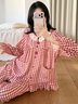 倩升紅色本命年睡衣女款2026新款冬高級感格子春秋季可外穿家居服套裝 3413 紅格草莓 M 曬單實(shí)拍圖