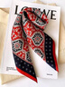 啄木鳥(niǎo)（TUCANO）桑蠶絲女士真絲緞面絲巾53紅色圖騰方巾女春夏季韓版百搭時(shí)尚高端 紅色圖騰53*53cm左右真絲緞面 曬單實(shí)拍圖