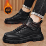 意爾康男士馬丁靴加絨保暖時(shí)尚休閑工裝鞋復古耐磨增高休閑鞋子 黑色42 曬單實(shí)拍圖