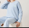 貓人男童睡衣兒童睡衣純棉長(cháng)袖春秋季中大童男孩家居服套裝 灰藍 160 曬單實(shí)拍圖