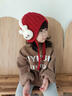 SOMUBAY安哥拉紅色兒童帽子秋冬女寶寶可愛(ài)兔子毛絨帽女童保暖防寒護耳帽 酒紅色 3-10歲【50-54CM】 曬單實(shí)拍圖