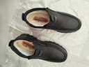老人頭（LAORENTOU）皮鞋男棉鞋頭層牛皮休閑套腳鞋加絨保暖棉皮鞋爸爸鞋 LA131 黑41 曬單實(shí)拍圖