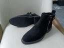 普步仕品牌真皮馬丁靴男2025秋冬新款尖頭短靴男英倫翻毛皮反絨皮鞋子男 黑加絨 37 曬單實(shí)拍圖