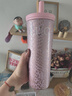 GROOT316不銹鋼保溫杯送禮女士高顏值吸管水杯便攜隨行咖啡杯定制禮物 維多利亞-粉-316內膽禮盒710ml 曬單實(shí)拍圖