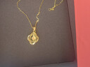 中國黃金（CHINA GOLD）碎冰冰四葉草黃金項鏈女士足金捕夢(mèng)網(wǎng)吊墜情人節禮物送女朋友老婆 足金龍鱗四葉草吊墜（金重約1.4g）贈s925銀鏈 曬單實(shí)拍圖