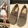 星期六【反絨牛皮】復古樂(lè )福鞋秋2026新款百搭軟底通勤女鞋一腳蹬女單鞋 卡其灰 38 曬單實(shí)拍圖