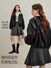 茵曼簡(jiǎn)約立領(lǐng)皮衣黑色外套2025秋女裝新款短款夾克上衣 午夜黑 M 曬單實(shí)拍圖