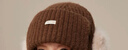 CACUSS帽子女秋冬雷鋒帽防寒保暖毛線(xiàn)帽可愛(ài)針織帽顯臉小護耳帽 咖啡色 曬單實(shí)拍圖