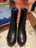 斷碼清倉紅青娗坡跟舒適中筒靴女加絨秋冬款真軟皮中老年媽媽靴子 黑色 加絨 跟高5公分 35 (225mm) 標準碼 曬單實(shí)拍圖