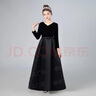 晚禮服黑色女童禮服鋼琴演出服公主裙小提琴演奏彈力絲絨長(cháng)袖秋冬 103B款圓領(lǐng)黑色長(cháng)袖 140 曬單實(shí)拍圖